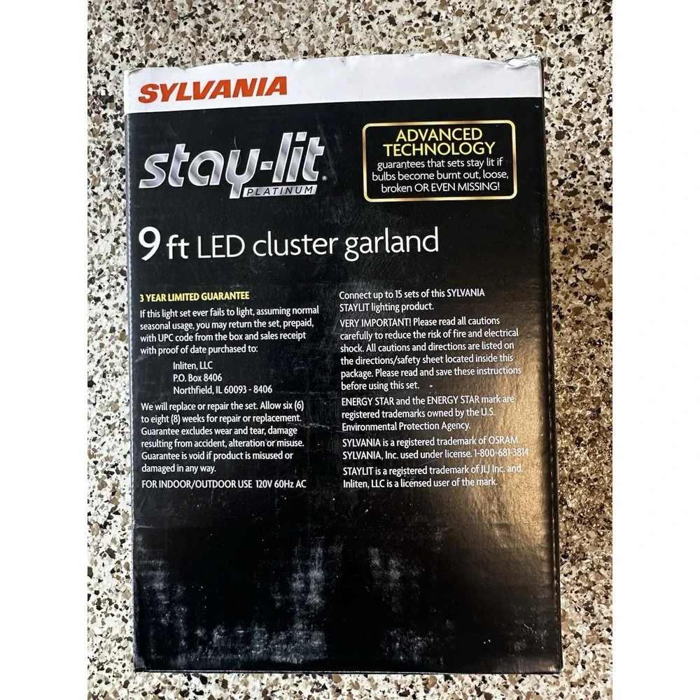 Sylvania Stay-Lit LED‎ Cluster Garland String Multi-color 150 Lights / 9-Feet